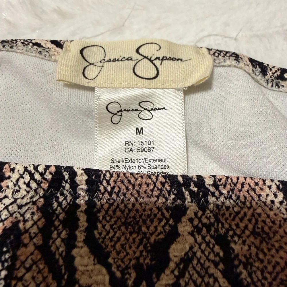 Jessica Simpson Snake Print Bikini Black and Cream - Picture 2 of 7